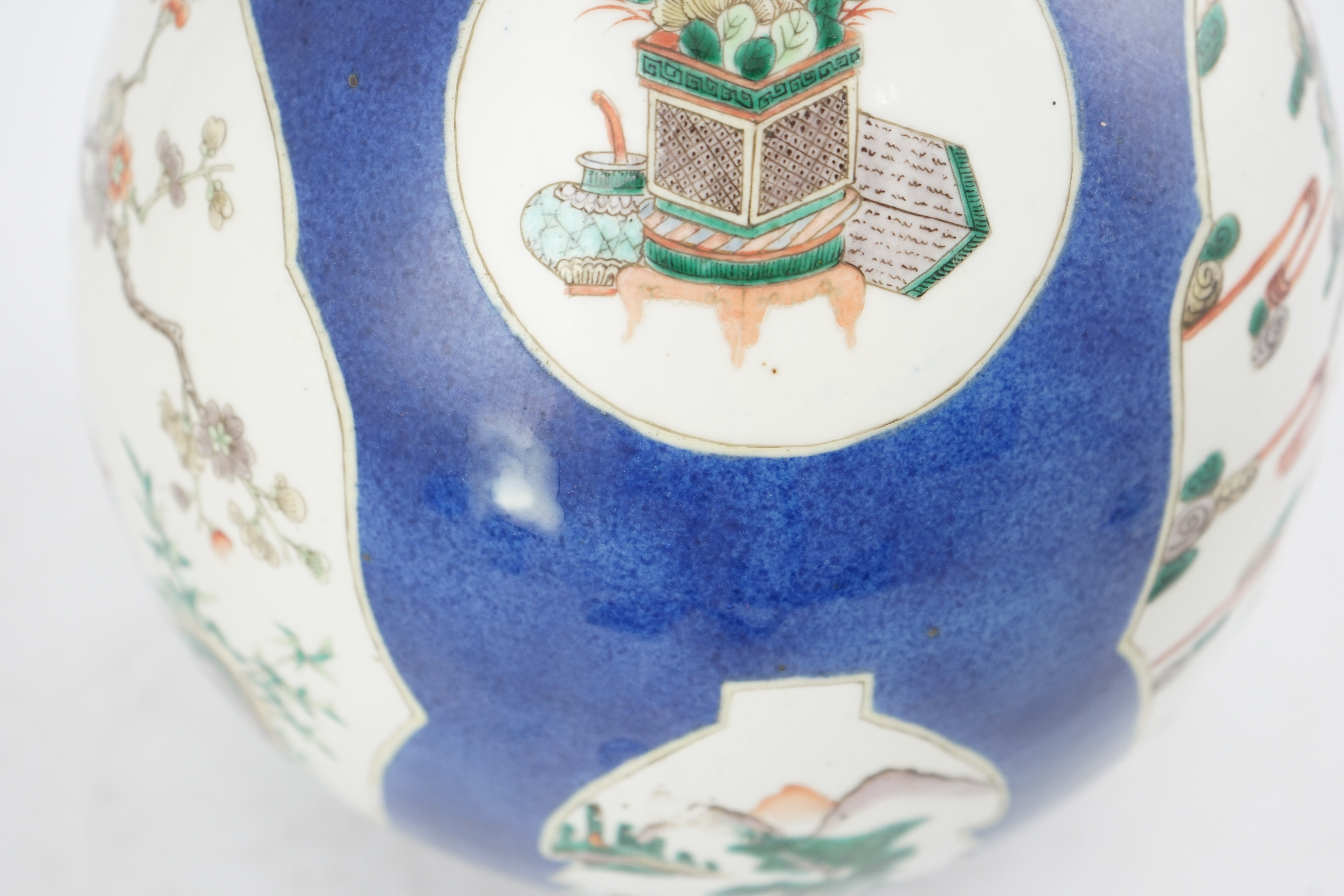 A large Chinese powder blue ground bottle vase, 19th century